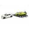 Porsche Macan with trailer and Gumpert Apollo