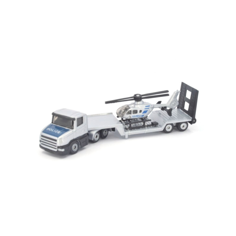 Scania CT14 torpedo met dieplader en helicopter Polizei