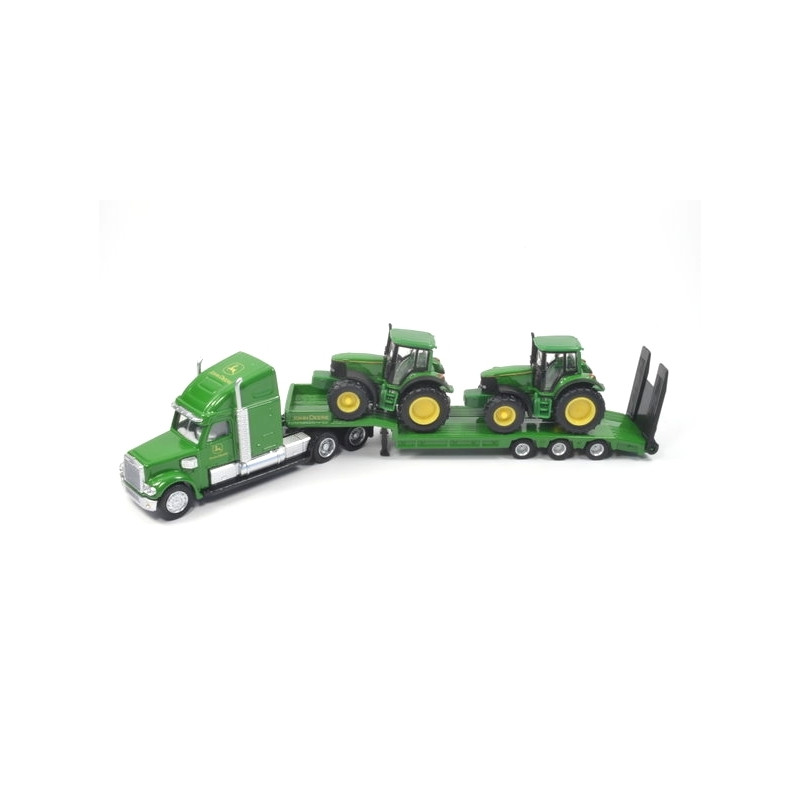 Freightliner Coronado with low loader and John Deere tractors