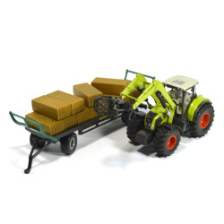 Claas Axion 850 Traktor mit Ballengreifer und Anhänger