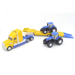 Freightliner Coronado with low loader and 2 New Holland T7070 tractors