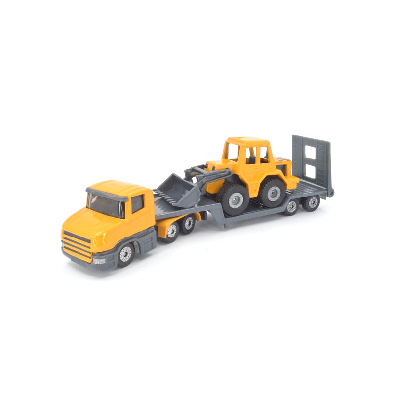 Scania CT14 mit Tieflader und Radlader