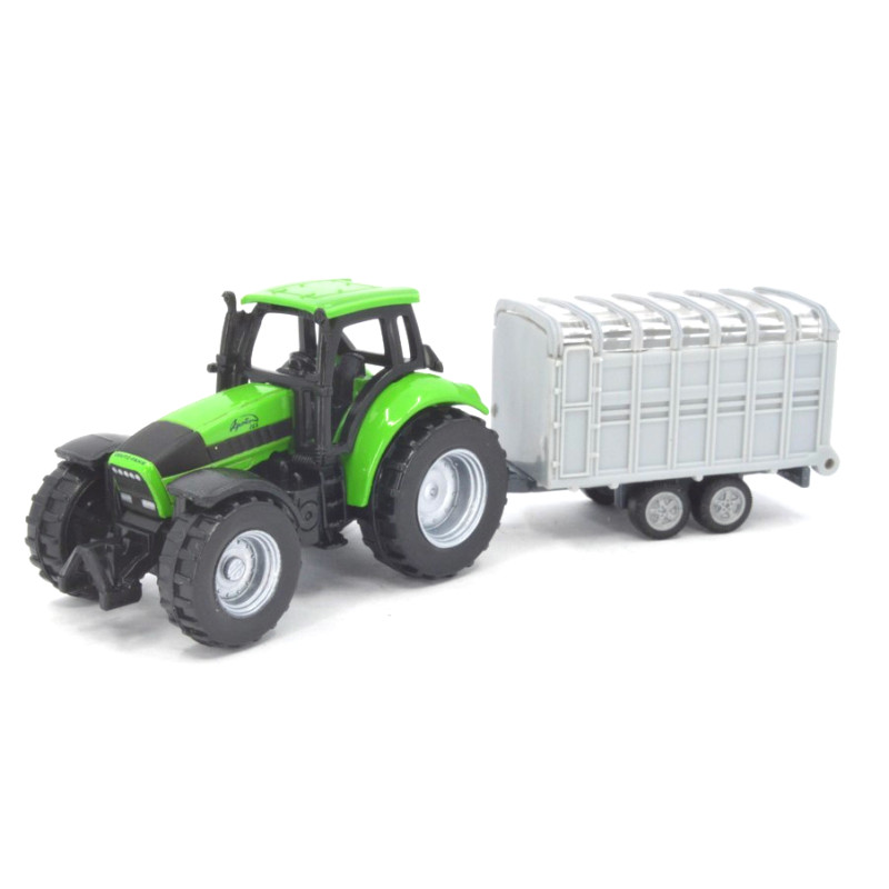 Deutz Fahr Agrotron 256 Traktor mit Viehanhänger und Kuh