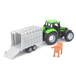 Deutz Fahr Agrotron 256 tractor met vee aanhanger en koe