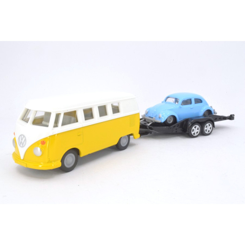Volkswagen T1 met aanhanger en VW Kever