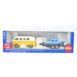 Volkswagen T1 met aanhanger en VW Kever