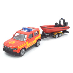 Land Rover Defender 90 fire brigade with trailer and boat