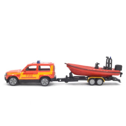 Land Rover Defender 90 fire brigade with trailer and boat