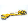 Mercedes Actros with low loader and O&K L45 wheel loader