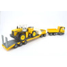 Mercedes Actros with low loader and O&K L45 wheel loader