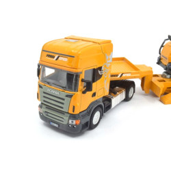 Scania R620 met dieplader en Liebherr 556 wiellader