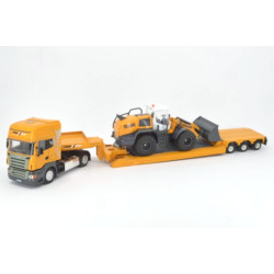 Scania R620 met dieplader en Liebherr 556 wiellader