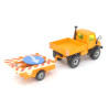 Mercedes Unimog U406 with warning trailer