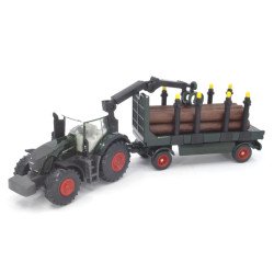 Fendt 939 Traktor mit Forstanhänger mit 6 Baumstämmen