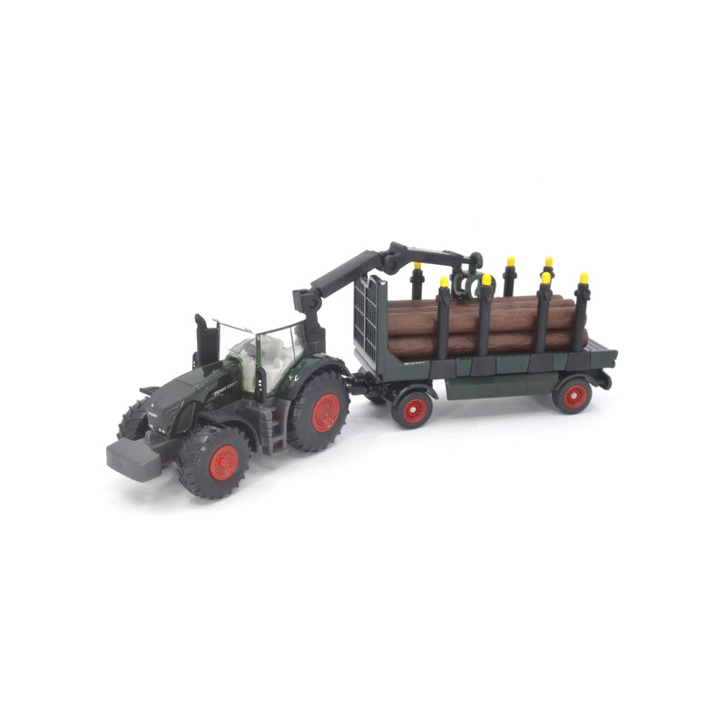 Fendt 939 tractor met bosbouw aanhanger met 6 boomstammen