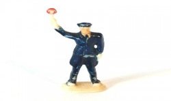 Traffic policeman, with sign