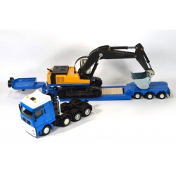 MAN TGA zwaartransport met graafmachine
