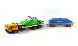 Mercedes SK met afzetcontainer en trailer