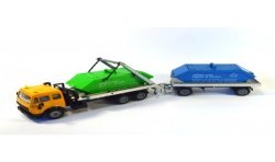 Mercedes SK met afzetcontainer en trailer