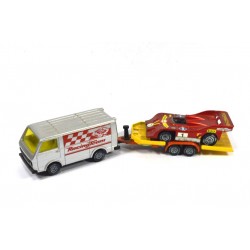 Volkswagen LT28 with trailer and race car