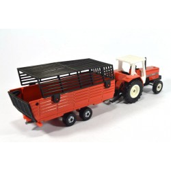 Massey Ferguson with hay trailer