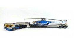 Ford Cargo met dieplader en helicopter Politie